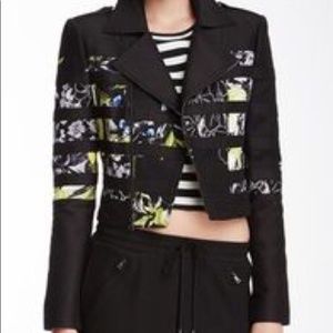 BCBGMaxAzria Lined Floral Motorcycle Jacket, small